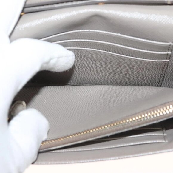 PRADA Shoulder Wallet Bag Safiano leather Beige Gold Auth 133393 - Picture 12 of 16